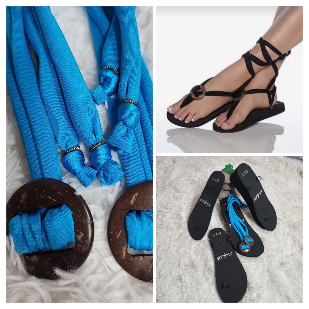 (3pcs)Kandy Life Interchangeable Wedge & FLATS Sandals Soft Short Strap NWT